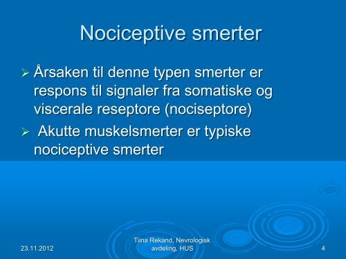 Nociceptive smerter