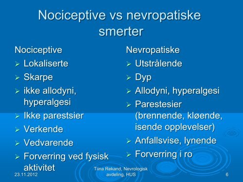 Nociceptive smerter