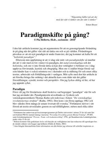 Paradigmskifte på gång? - Pia Hellertz