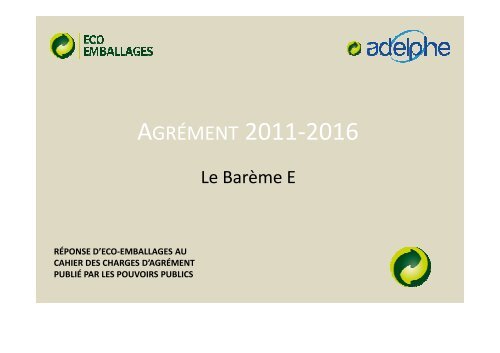 Présentation du barème E d'Eco emballage et tri