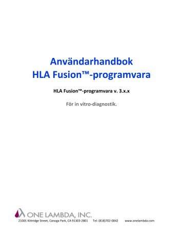 Användarhandbok HLA Fusion™-programvara - One Lambda