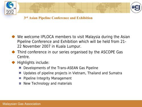 The IGU And PETRONAS Role in Gas - Iploca