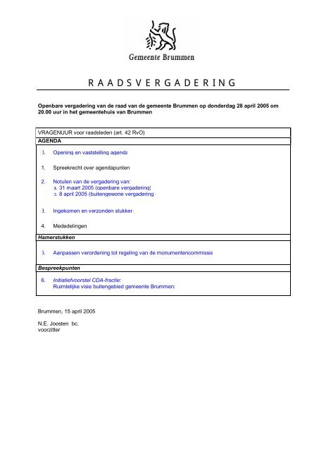 RAADSVERGADERING - Gemeente Brummen