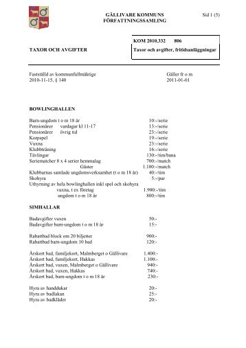 GÄLLIVARE KOMMUNS Sid 1 (5) FÖRFATTNINGSSAMLING KOM ...