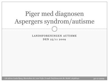 Piger med diagnosen Aspergers syndrom/autisme