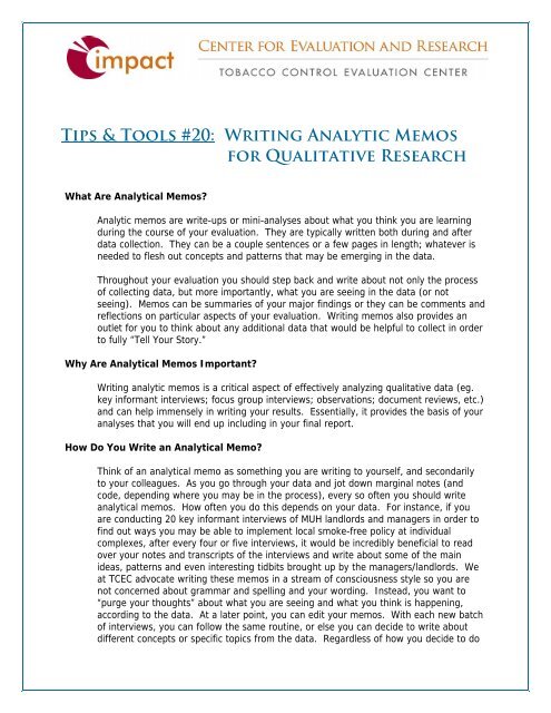 qualitative research memo example