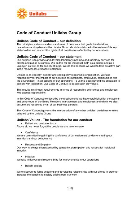 Code of Conduct Unilabs Group