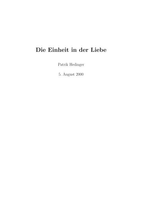 Die Einheit in der Liebe - Patrik Hedinger