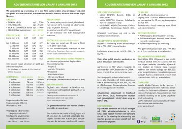 ADVERTENTIETARIEVEN VANAF 1 JANUARI 2012 ... - t Groentje