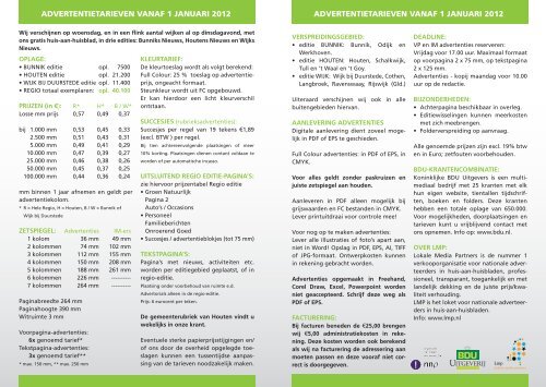 ADVERTENTIETARIEVEN VANAF 1 JANUARI 2012 ... - t Groentje