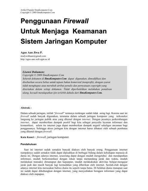 Penggunaan Firewall Untuk Menjaga Keamanan ... - Repository