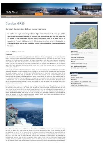 Corsica, GR20 | Verslagen | Hiking-info.net