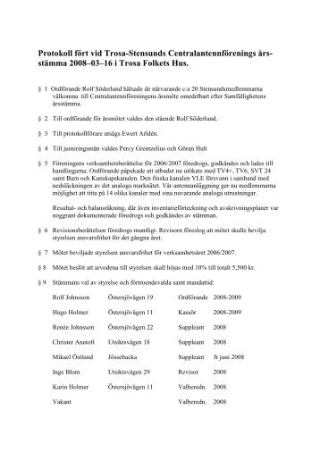 Protokoll fört vid Trosa-Stensunds Centralförenings års-