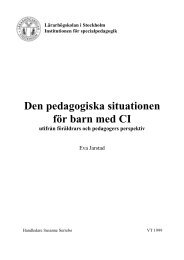 Den pedagogiska situationen för barn med CI - Barnplantorna