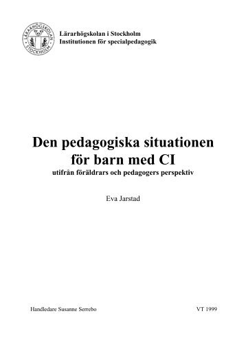 Den pedagogiska situationen för barn med CI - Barnplantorna