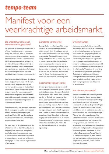 Manifest voor een veerkrachtige arbeidsmarkt - Tempo-Team