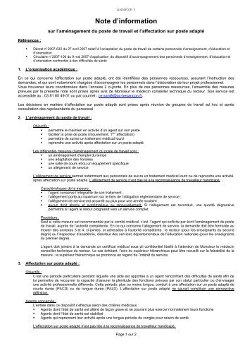 POSTES ADAPTES Annexe1 notice d'information - Rectorat de l ...