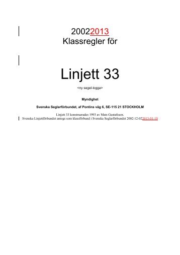 Ny Klassregel L33 2013 - Linjettförbundet