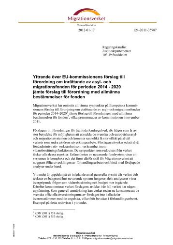 Remissvar avseende Asyl- och migrationsfond - Migrationsverket