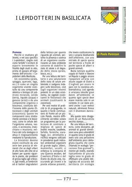 — 171 — I LEPIDOTTERI IN BASILICATA - Consiglio Regionale ...