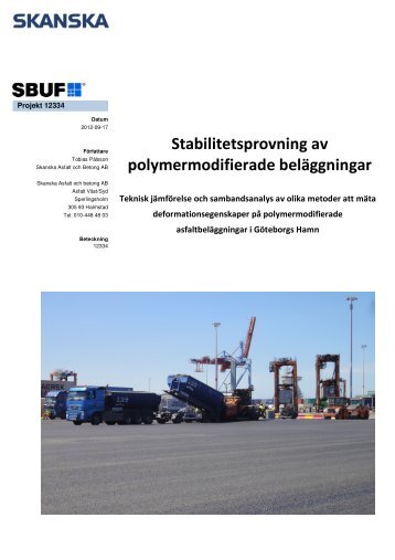 Stabilitetsprovning av polymermodifierade beläggningar - SBUF