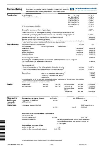 Preisaushang - VR-Bank Mittelsachsen eG