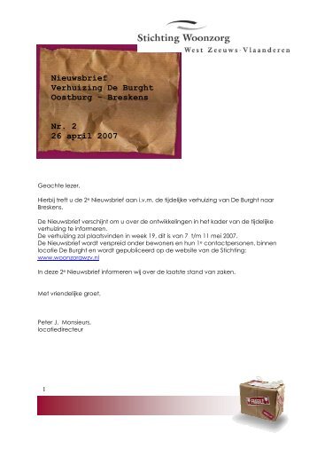 Nieuwsbrief Verhuizing De Burght Oostburg - Breskens Nr. 2 26 ...