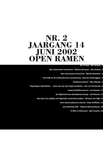 NR. 2 JAARGANG 14 JUNI 2002 OPEN RAMEN - PvdA Hilversum