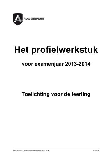 Profielwerkstuk 2013-2014 havo - Augustinianum