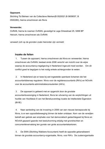 Klik hier voor details van het aldus gecorrigeerde verweerschrift.