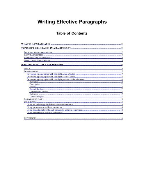 Writing Effective Paragraphs What is a paragraph? - Write Site