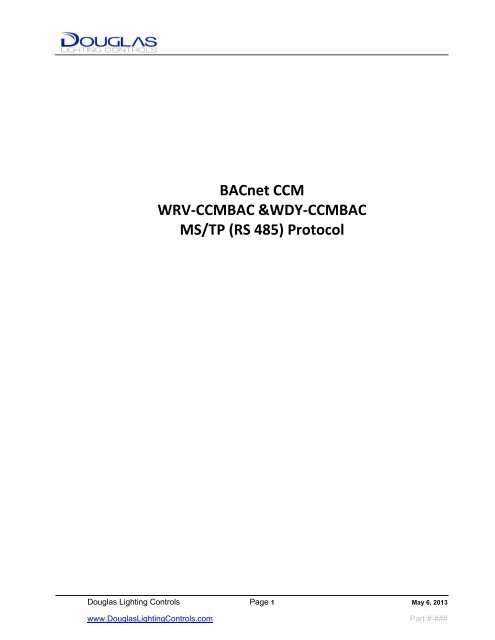 BACnet CCM Manual - Douglas Lighting Control