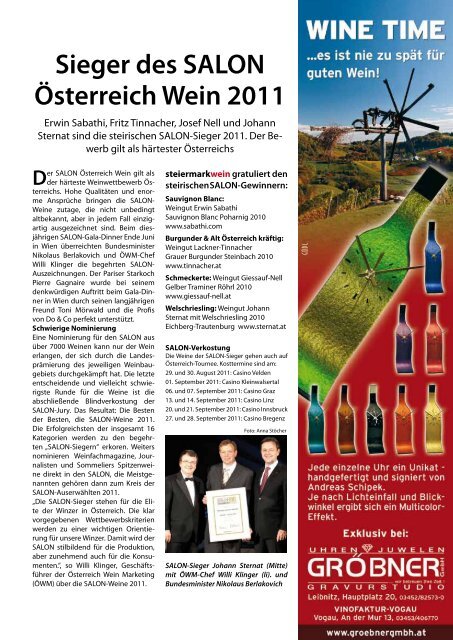 Steiermarkwein Ausgabe 9 - Sommer 2011