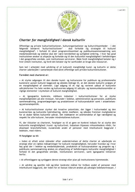 Charter for kulturel mangfoldighed [PDF] - Center for Kunst ...