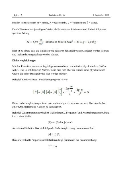 Technische Physik I - The Faculty of Computer Science and ...