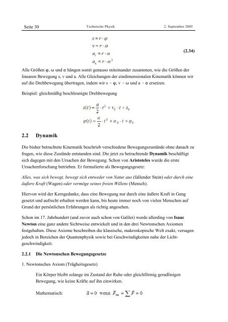 Technische Physik I - The Faculty of Computer Science and ...