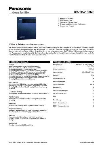 KX-TDA100 Datenblatt - AFECT