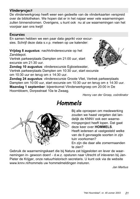 Het Hoornblad nr. 40 zomer 2003 - KNNV afd. Hoorn/West-Friesland