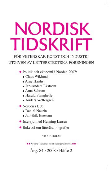Nordisk Tidskrift 2/08 (PDF 779 KB) - Letterstedtska föreningen