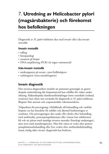 7. Utredning av Helicobacter pylori (magsårsbakterie) och ... - SBU