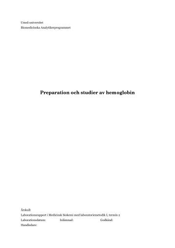 Preparation och studier av hemoglobin - Umeå universitet