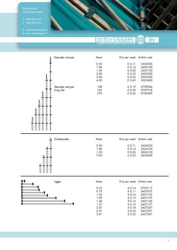 Verhuurfolder - Dutch Steigers BV