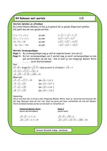 R4 Rekenen met wortels 1/2 - Wiskunde Zonder Boek