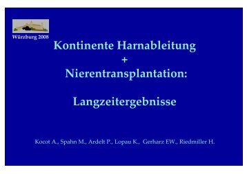 Kontinente Harnableitung + Nierentransplantation ...