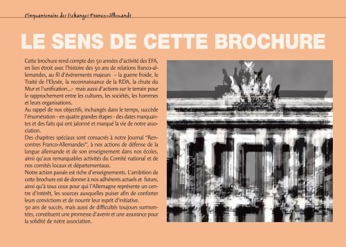 Brochure éditée à l'occasion du 50ème anniversaire - Echanges ...