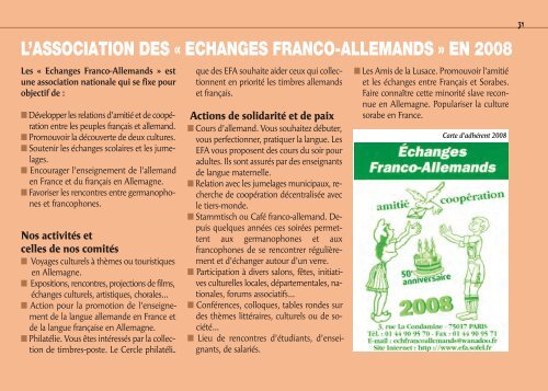 Brochure éditée à l'occasion du 50ème anniversaire - Echanges ...