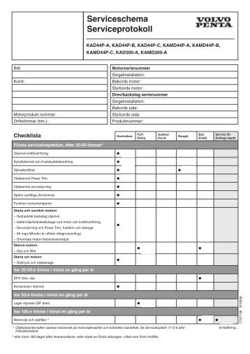 Serviceschema Serviceprotokoll - Volvo Penta Service