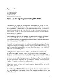 Öppet brev till regering och riksdag 2007-03-07 - Sveriges ...