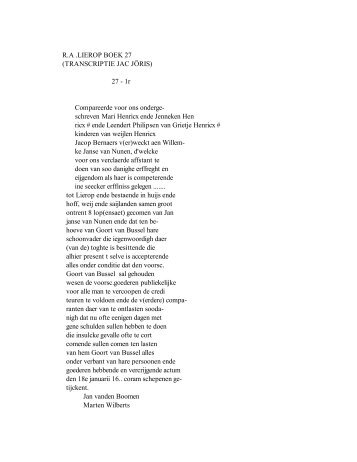RA .LIEROP BOEK 27 - Heemkundekring De Vonder Asten-Someren