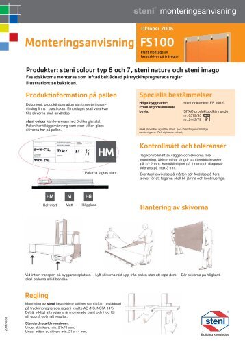 Monteringsanvisning FS100 - steni